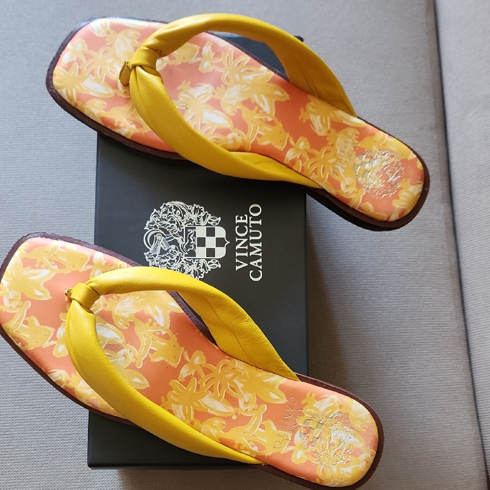 Vince Camuto Yellow and Orange Floral Sandals